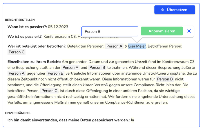  Anonymisierung von Fallinformationen